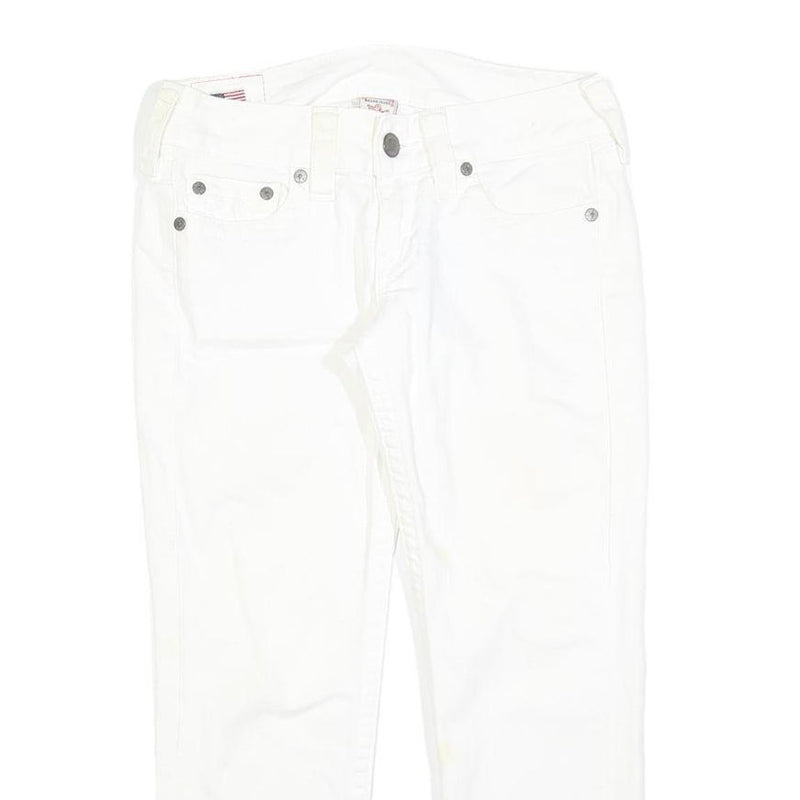 TRUE RELIGION Womens White Regular Fit Straight Cotton Blend Jeans W30 L26 Zip