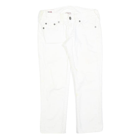 TRUE RELIGION Womens White Regular Fit Straight Cotton Blend Jeans W30 L26 Zip