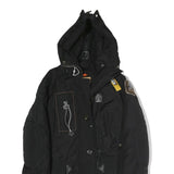 PARAJUMPERS Mens Black Outdoor Jacket S Polyester Zip Hooded Patch Pocket