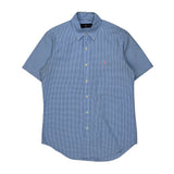 Ralph Lauren Checked Short Sleeve Shirt - Small Blue Cotton
