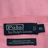 Polo By Ralph Lauren V-Neck Sweater - XL Pink Cotton