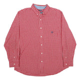 CHAPS Mens Red Check Shirt XL Cotton Button Down Long Sleeve Classic