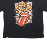 THE ROLLING STONES Womens Black Graphic T-Shirt XL Short Sleeve Crew Neck Band