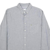 LACOSTE Mens Grey Button Down Shirt L Cotton Casual Classic Long Sleeve