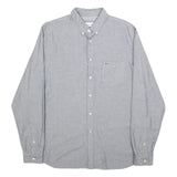 LACOSTE Mens Grey Button Down Shirt L Cotton Casual Classic Long Sleeve