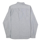 LACOSTE Mens Grey Button Down Shirt L Cotton Casual Classic Long Sleeve