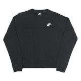 NIKE Womens Black Crew Neck Sweatshirt S Cotton Blend Athletic Casual Pullover