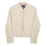 G3000 Womens Cream Cotton Casual Jacket M Button Plain Lightweight Stylish