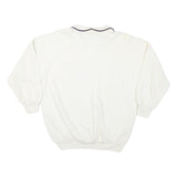 CRYSTAL GIRAFFE Womens White Puppy Graphic Collar S Cotton Blend Sweatshirt