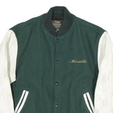 NIELLA CUSTOM DESIGN Mens Green & White Paint Your Wagon Wool Jacket L Button