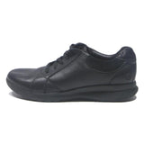 CLARKS Womens Black Leather Lace-Up Trainers UK 5.5 Comfortable Casual Shoes
