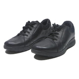 CLARKS Womens Black Leather Lace-Up Trainers UK 5.5 Comfortable Casual Shoes