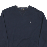 NAUTICA Mens Navy Blue Cotton Blend Crew Neck XL Classic Logo Sweatshirt