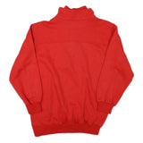 Mens Red Sweatshirt Pullover L 1/4 Zip Casual Graphic Print Soft Polyester