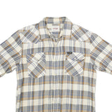 WRANGLER Mens Beige & Blue Checked Shirt S Cotton Short Sleeve Casual Western