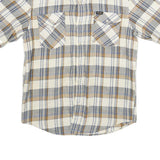 WRANGLER Mens Beige & Blue Checked Shirt S Cotton Short Sleeve Casual Western