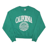 Womens Green California Crew Neck XL Cotton Blend Sweatshirt Casual Pullover