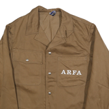 Mens Brown Button Cotton Jacket M Plain Workwear Durable Classic Fit