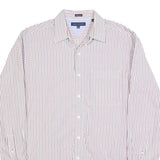 TOMMY HILFIGER Mens White Red Blue Striped Shirt L Classic Button Shirt