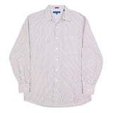 TOMMY HILFIGER Mens White Red Blue Striped Shirt L Classic Button Shirt