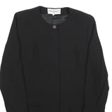 THERESE BAUMAIRE Womens Black Wool Blend Round Neck Jacket M Plain Button