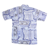 BLUE WATER Mens Blue Printed Cotton Short Sleeve Shirt M Summer Casual