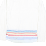 TOMMY HILFIGER Mens White & Blue Cotton Blend Shirt S Logo Casual Stripe Hem