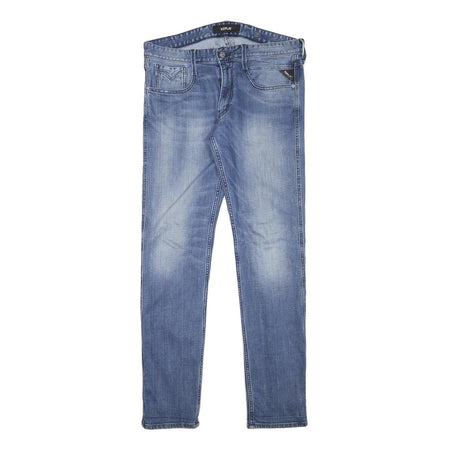 REPLAY Mens Slim Blue Denim Light W33 L31 Zip Jeans Authentic Stylish Comfort