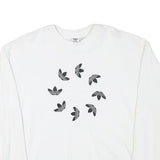 ADIDAS Womens White Cotton Blend Crew Neck UK 10 Sweatshirt Logo Print