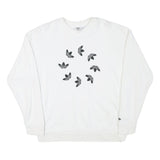 ADIDAS Womens White Cotton Blend Crew Neck UK 10 Sweatshirt Logo Print