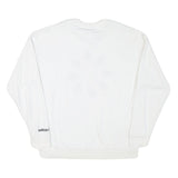 ADIDAS Womens White Cotton Blend Crew Neck UK 10 Sweatshirt Logo Print