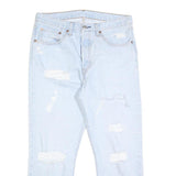 LEVI'S 501 Womens Regular Fit Straight Denim Light Blue Distressed W30 L26