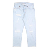 LEVI'S 501 Womens Regular Fit Straight Denim Light Blue Distressed W30 L26