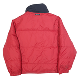NAUTICA Mens Red & Navy Reversible Quilted Jacket L Polyester Blend Zip Warm