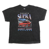 TOYOTA Mens Black Cotton Supra Graphic T-Shirt XL Short Sleeve Crew Neck Night