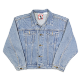 DISNEY Womens Blue Cotton Denim Jacket S Embroidered Mickey Mouse Characters