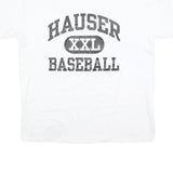 RUSSELL ATHLETIC Mens White Hauser Baseball Graphic T-Shirt L Short Sleeve Crew