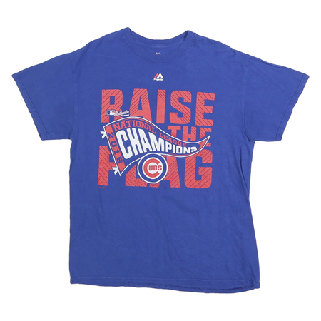 MAJESTIC Mens Blue Chicago Cubs National League Champions Graphic T-Shirt M