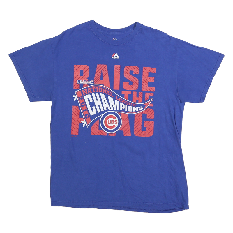 MAJESTIC Mens Blue Chicago Cubs National League Champions Graphic T-Shirt M