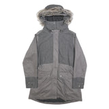 TIMBERLAND Womens Grey Zip Jacket L Cotton Blend Hooded Casual Winter