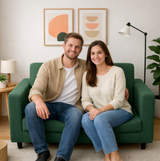 Anyseat 2-Seater Sofa Cover – Plain Green Style Slipcover for Living Room Chair Protection