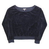 JUICY COUTURE Womens Navy Blue Crew Neck M Plush Velour Sweatshirt Casual