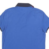 TOMMY HILFIGER Mens Blue & Navy Polo Shirt M Cotton Blend Short Sleeve Basic