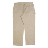 CARHARTT Mens Beige Cotton Blend Regular Fit Straight Leg Trousers W36 L30