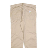 CARHARTT Mens Regular Beige Cotton Blend Zip Trousers W38 L32 Workwear Durable