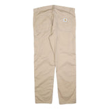 CARHARTT Mens Regular Beige Cotton Blend Zip Trousers W38 L32 Workwear Durable