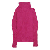 NO BOUNDARIES Womens Pink Plain Jumper Roll Neck Basic Knit Size S Lightweight