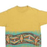 Womens Yellow Graphic T-Shirt L Short Sleeve Crew Neck Cotton Blend