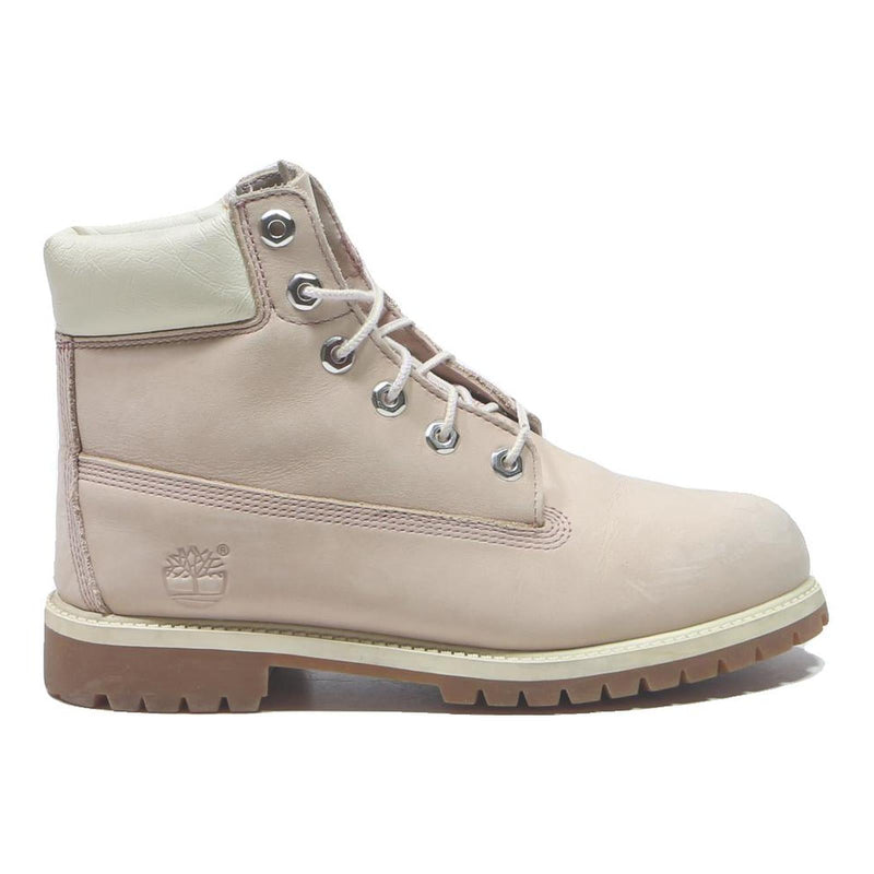 TIMBERLAND Girls Lace-Up Boots Leather Beige & Cream UK 5.5 Durable Outdoor