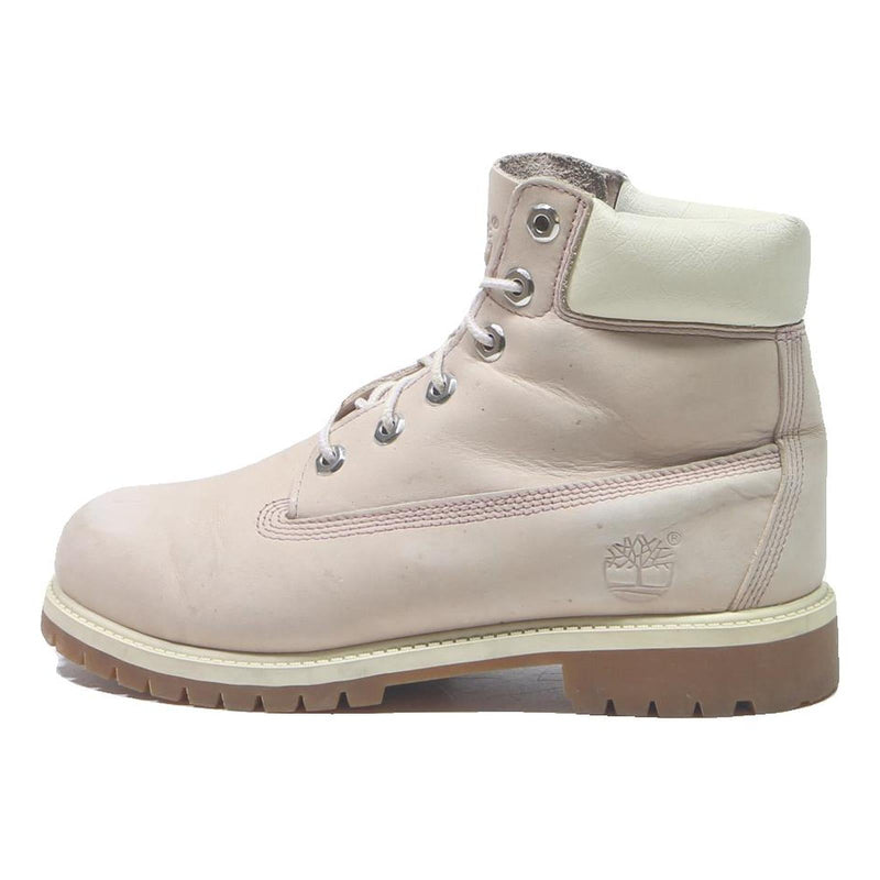 TIMBERLAND Girls Lace-Up Boots Leather Beige & Cream UK 5.5 Durable Outdoor